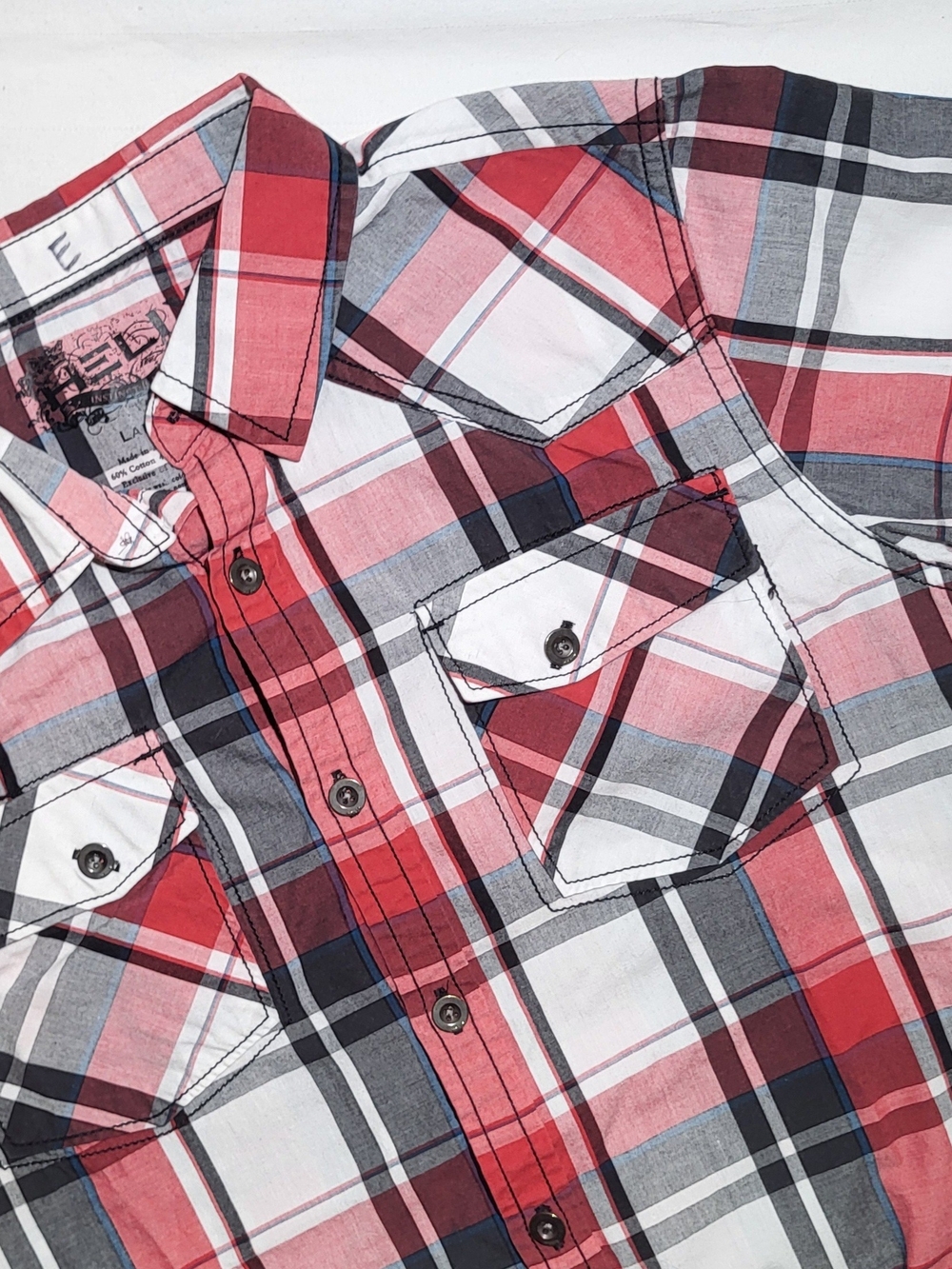 Helix Red, White & Black Plaid Button-Down Shirt - Kids